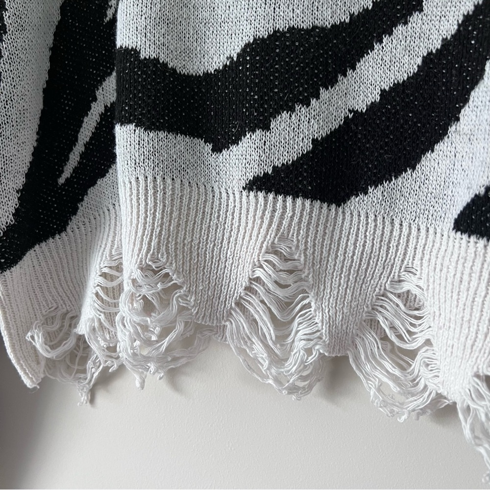 Black and White Zebra Print Women's Sweater - Picture 4 of 9